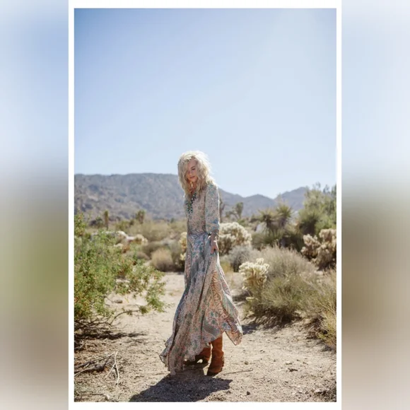 Spell Boho Blossom Gown Maxi Dress Sage Medium Original - Picture 6 of 15